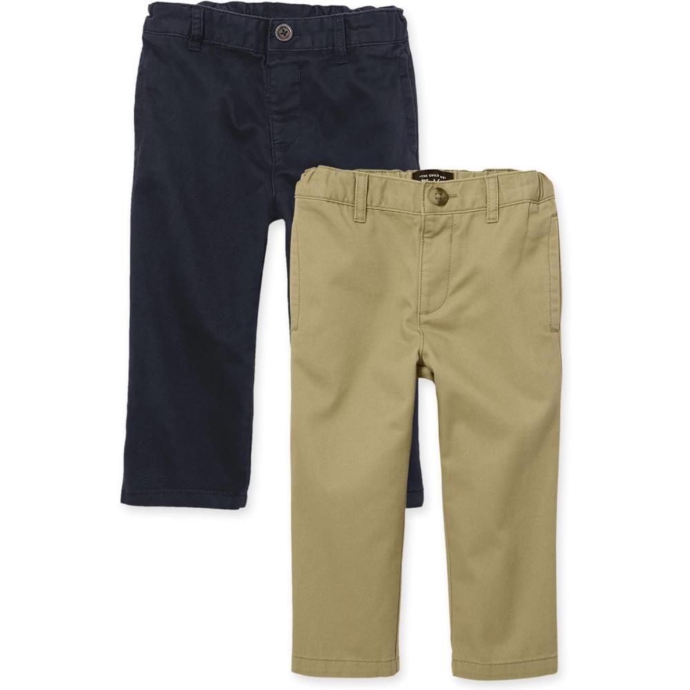 imageThe Childrens Place BabyBoys and Toddler Chino PantsFlaxNew Navy 2 Pack