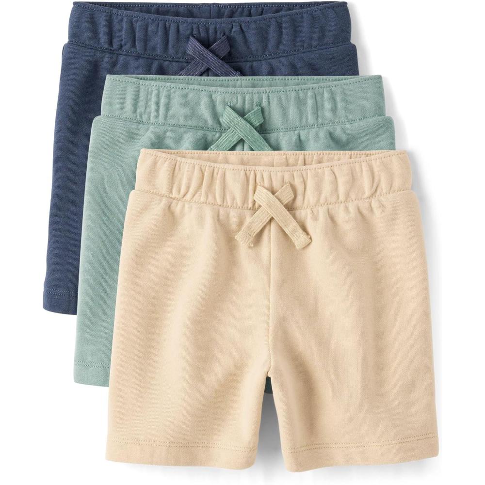 imageThe Childrens Place BabyBoys and Toddler Essential French Terry ShortsOliveSandTidal 3pack