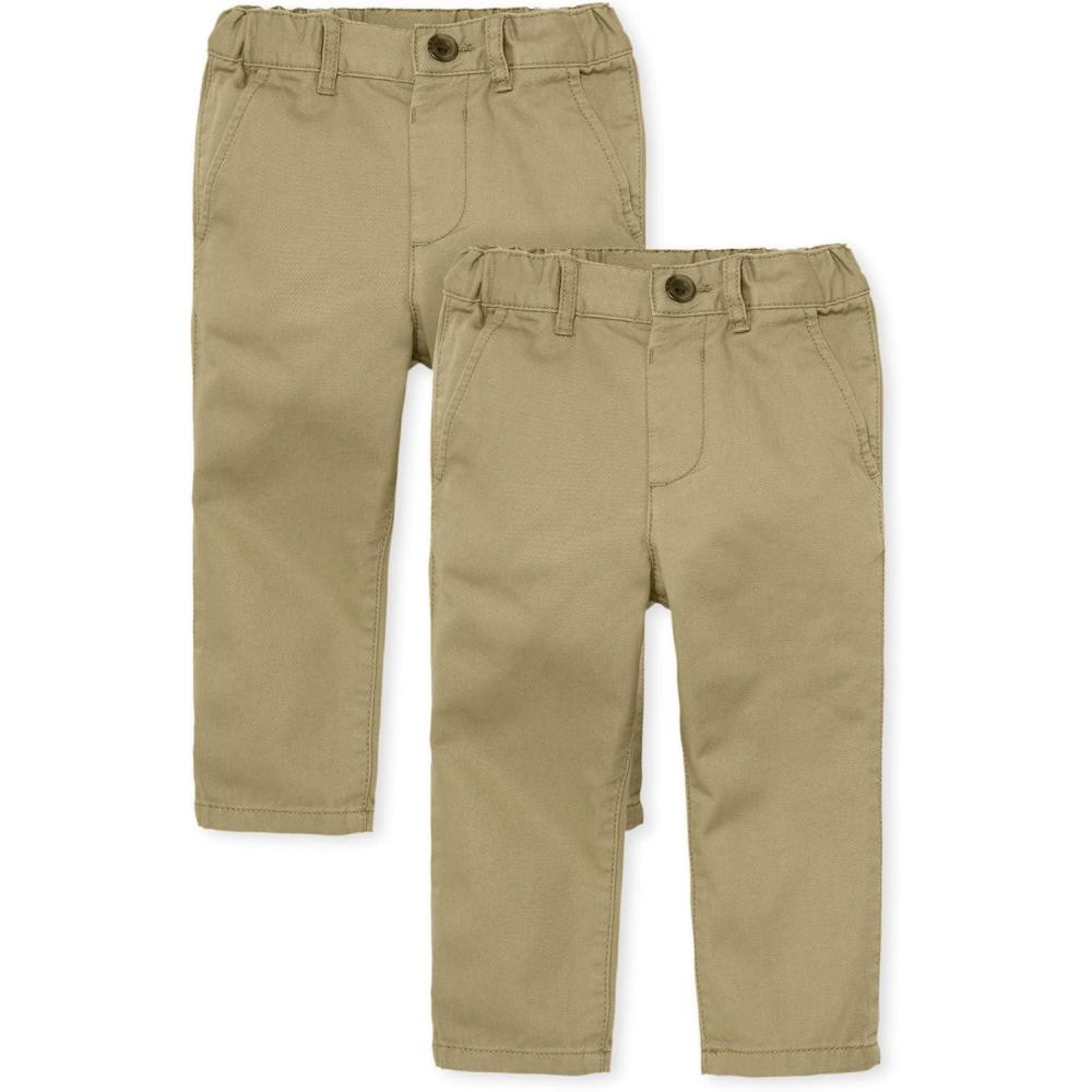 imageThe Childrens Place BabyBoys and Toddler Stretch Relaxed Straight Chino PantsmultipacksBeige 2pack