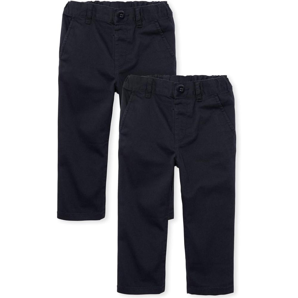 imageThe Childrens Place BabyBoys and Toddler Stretch Relaxed Straight Chino PantsmultipacksNew Navy 2pack