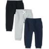 The Children’s Place Baby Boys’ Active Fleece Jogger Pants(Black/Smoke Gray/New Navy)
