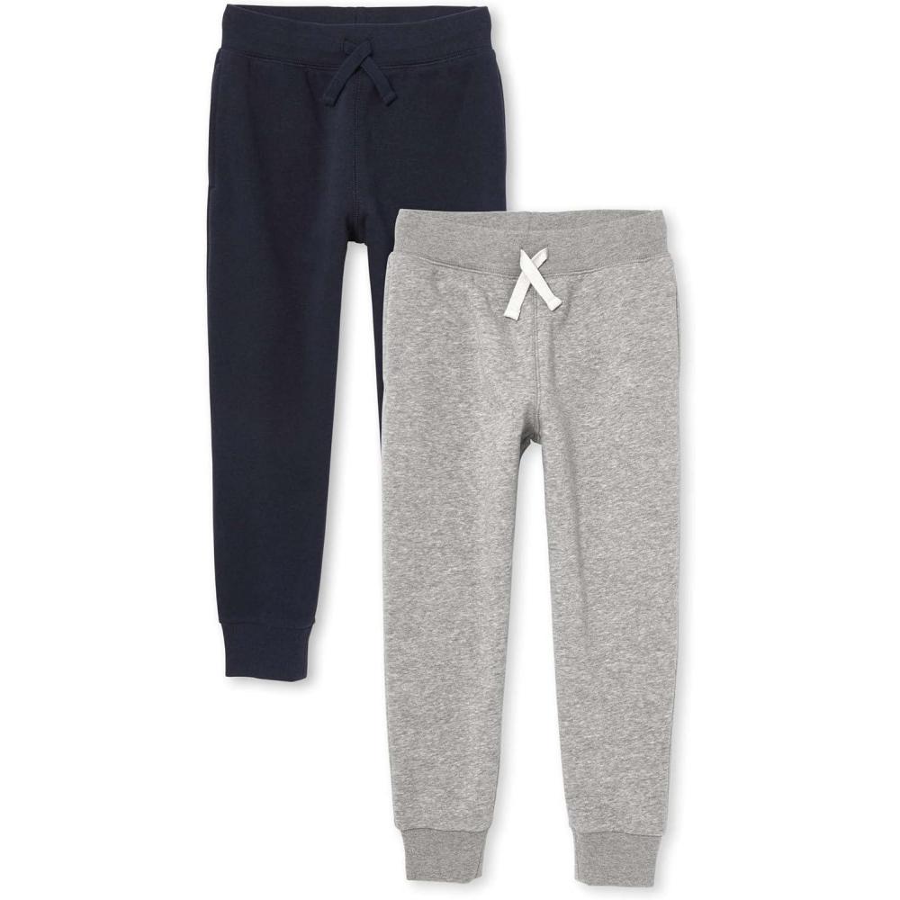 imageThe ChildrenS Place Boys Active Fleece Jogger SweatpantsNew NavyHeather Gray 2pack