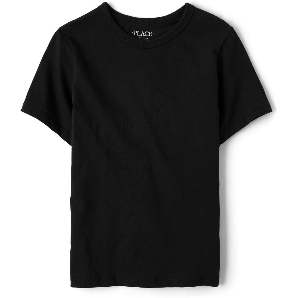 imageThe Childrens Place Boys Basic V Neck TShirt 2 PackBlack Single