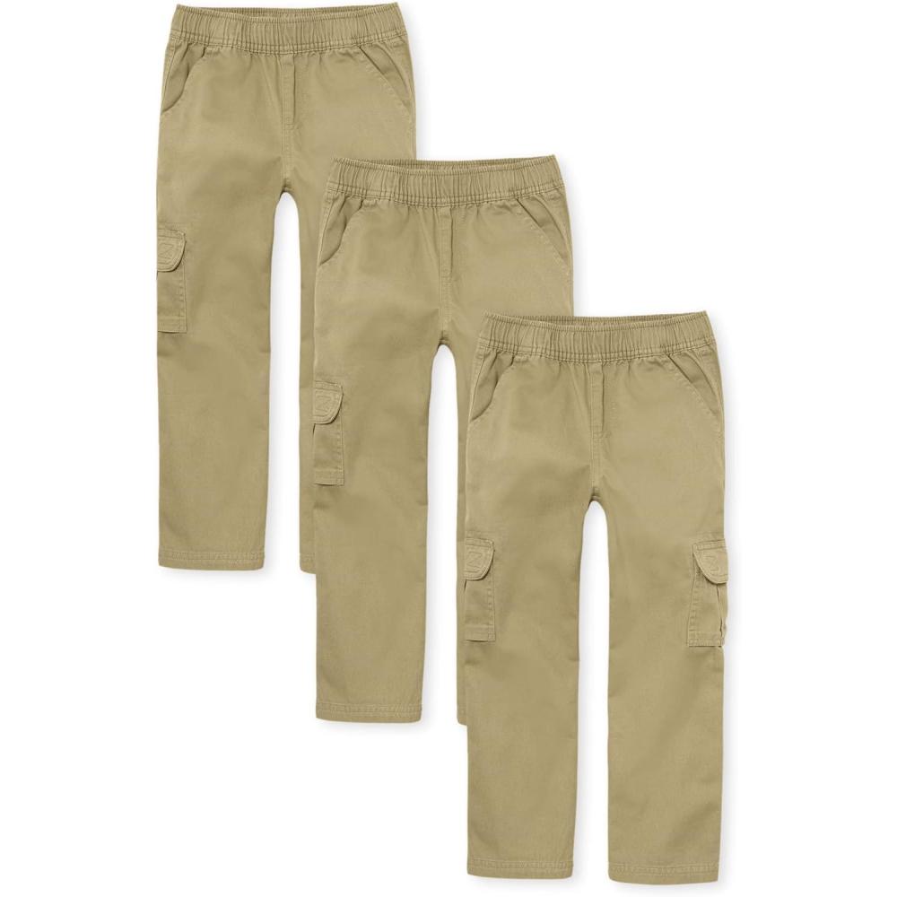 imageThe Childrens Place Boys Pull on Cargo Pants MultipacksFlax 3pack