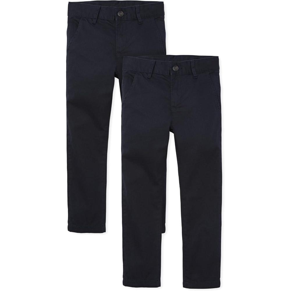 imageThe Childrens Place Boys Stretch Skinny Chino PantsNew Navy 2pack