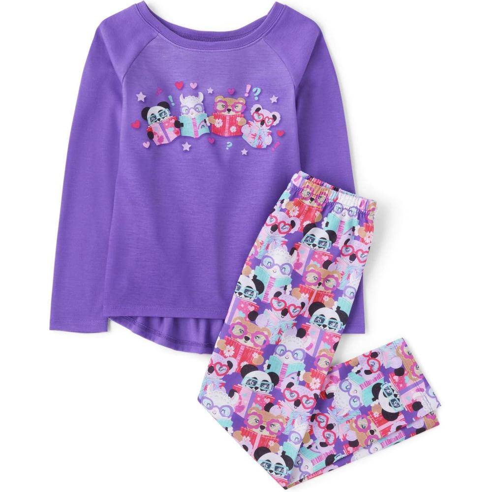 imageThe Childrens Place girls Long Sleeve Top and Pants2 Piece Pajama SetReading Buddies