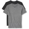 The Children’s Place Boys’ Basic V Neck T-Shirt 2 Pack(Black/Grey 2-pack)