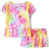 The Children’s Place girls Short Sleeve Top and Shorts 2 Piece Pajama Set(Neon Tie Dye)