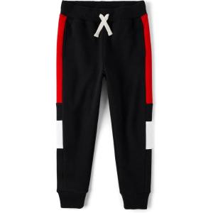 The Children’S Place Boys Active Fleece Jogger Sweatpants(Black Colorblock)