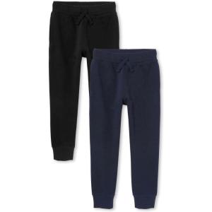 The Children’S Place Boys Active Fleece Jogger Sweatpants(Black/New Navy 2-pack)