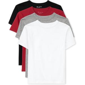 The Children’s Place Boys’ Basic V Neck T-Shirt 2 Pack(Black/Ruby/H Gray/White 4-pack)