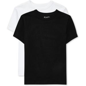 The Children’s Place Boys’ Basic V Neck T-Shirt 2 Pack(Black/White 2-pack)
