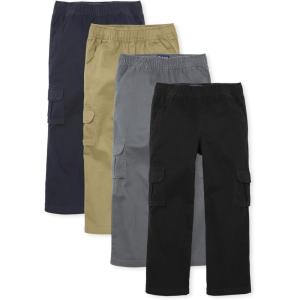 The Children’s Place Boys Pull on Cargo Pants, Multipacks(Black/Flax/Gray/New Navy 4-pack)