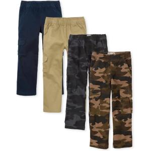 The Children’s Place Boys Pull on Cargo Pants, Multipacks(Flax/New Navy/Night Camo/Olive Camo 4 Pack)