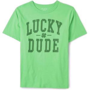 The Children’s Place Boys’ Short Sleeve Graphic T-Shirt Seasonal, Blue Egg Hunt Squad, Large(St Patricks Lucky Dude)