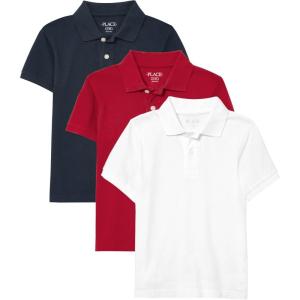 The Children’s Place Boys Short Sleeve Pique Polo, 3 Pack(Nautico/Classic Red/White)