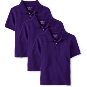 The Children’s Place Boys Short Sleeve Pique Polo, 3 Pack(Regal Violet)