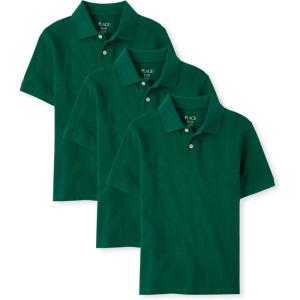 The Children’s Place Boys Short Sleeve Pique Polo, 3 Pack(Spruce Shade)