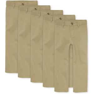 The Children’s Place Boys Stretch Relaxed Straight Chino Pants, Multipacks(Flax 5-pack)