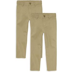 The Children’s Place Boys Stretch Relaxed Straight Chino Pants, Multipacks(Khaki 2-pack)