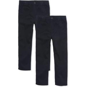 The Children’s Place Boys Stretch Relaxed Straight Chino Pants, Multipacks(Navy 2-pack)