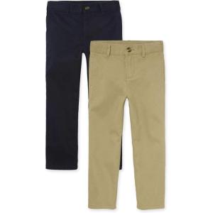 The Children’s Place Boys Stretch Relaxed Straight Chino Pants, Multipacks(New Navy/Flax 2-pack)