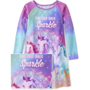 The Children’s Place Girls’ Long Sleeve Nightgown(Inner Sparkle)