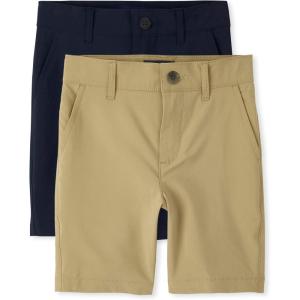 The Children’s Place boys Quick Dry Chino Shorts(Flax/New Navy 2-pack)