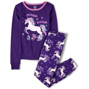 The Children’s Place girls Long Sleeve Top and Pants Snug Fit 100% Cotton 2 Piece Pajama Set(Dreaming is Believing)