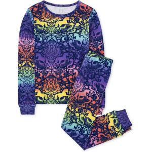 The Children’s Place girls Long Sleeve Top and Pants Snug Fit 100% Cotton 2 Piece Pajama Set(Unicorn Ombre)