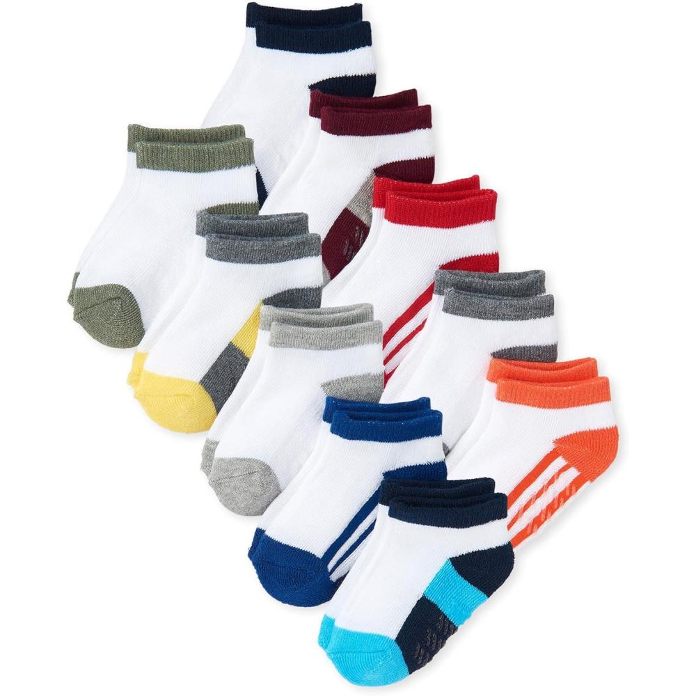 imageThe ChildrenS Place BabyBoys And Toddler Boys Ankle SocksMulti Color Stripe 10pack
