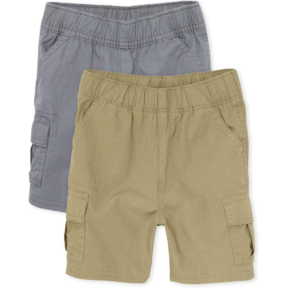 imageThe Childrens Place Baby Boys Pull On Cargo ShortsFlaxStorm 2pack