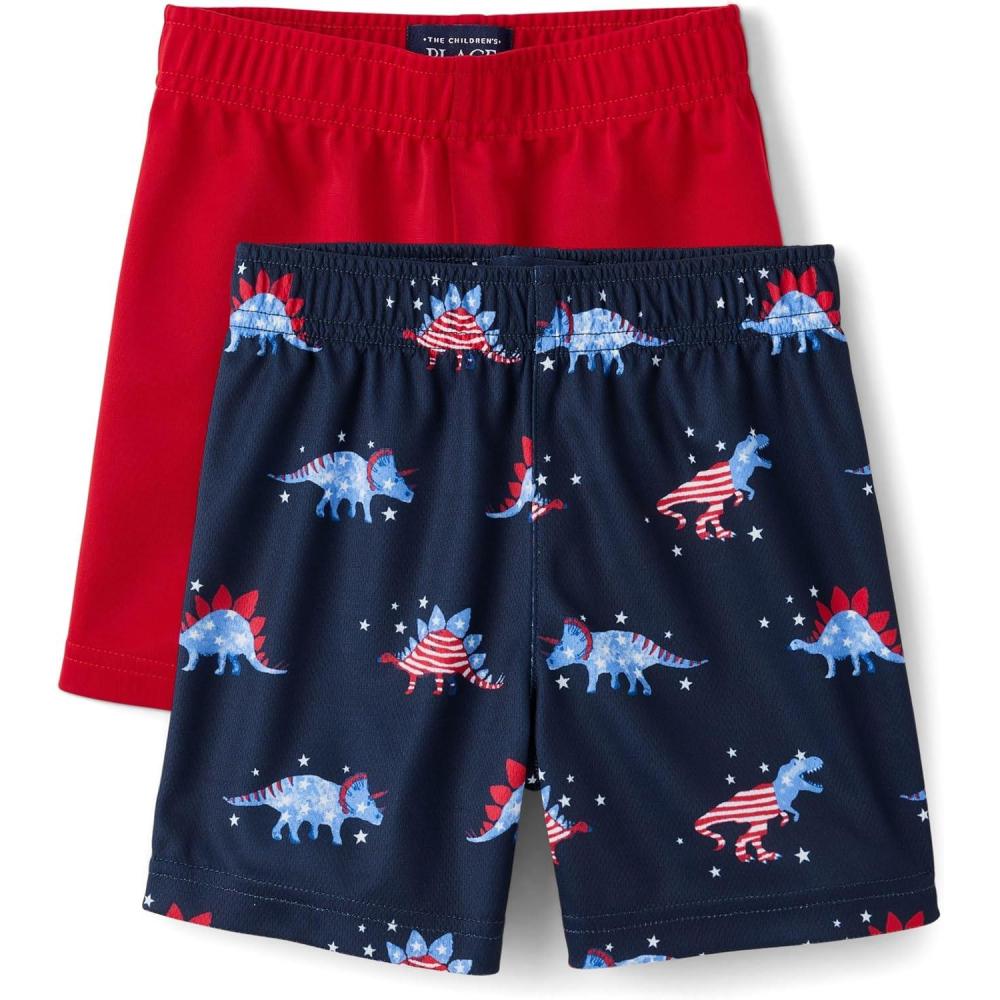 imageThe Childrens Place BabyBoys and Toddler Boys Athletic Basketball ShortsAmericana 2pack