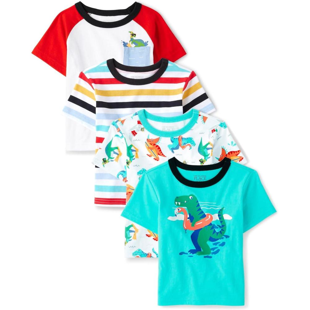 imageThe Childrens Place BabyBoys and Toddler Short Sleeve Crew Neck TeesBeach Dino 4pack