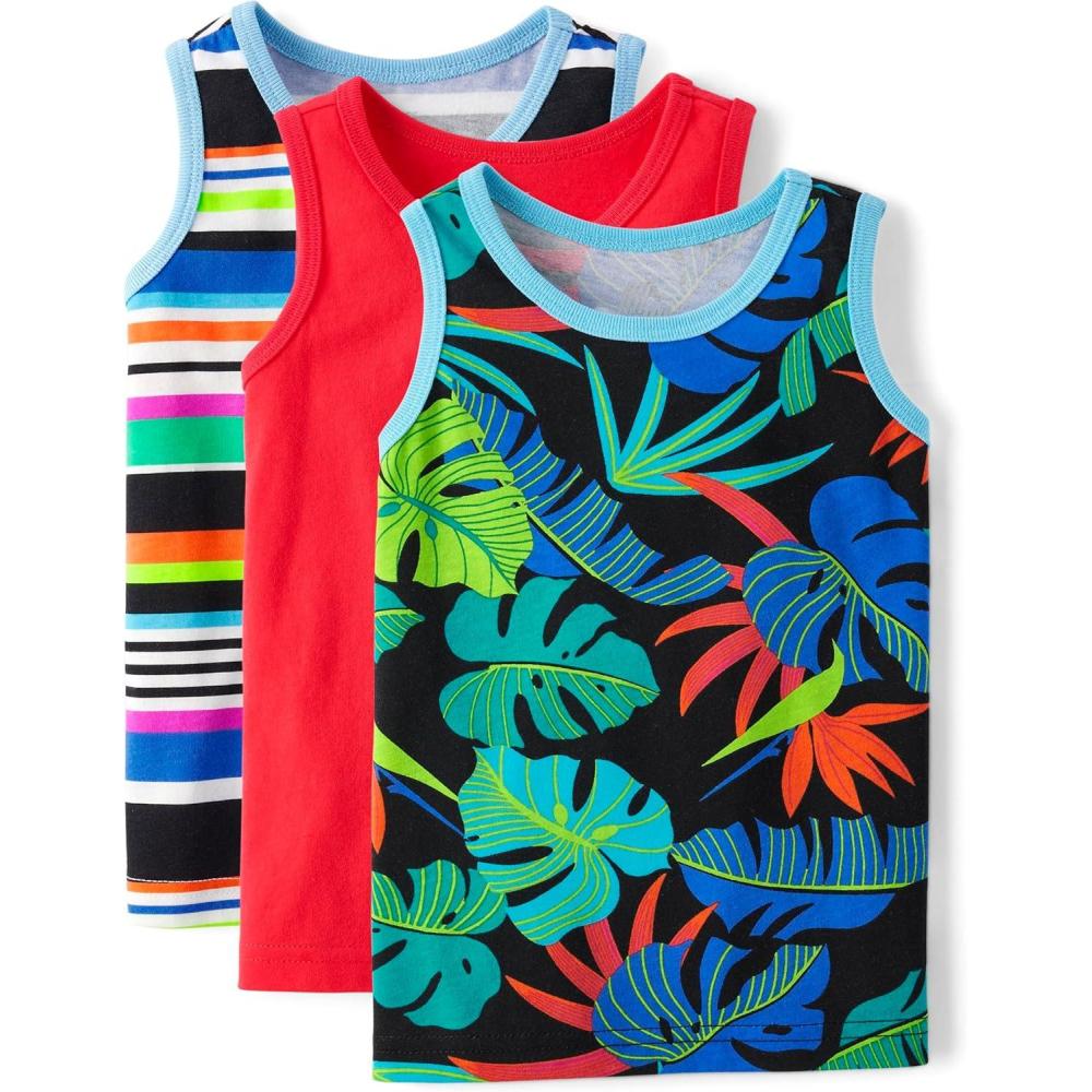 imageThe Childrens Place Boys and Toddler Assorted Sleeveless Tank TopsBright Safari 3pack