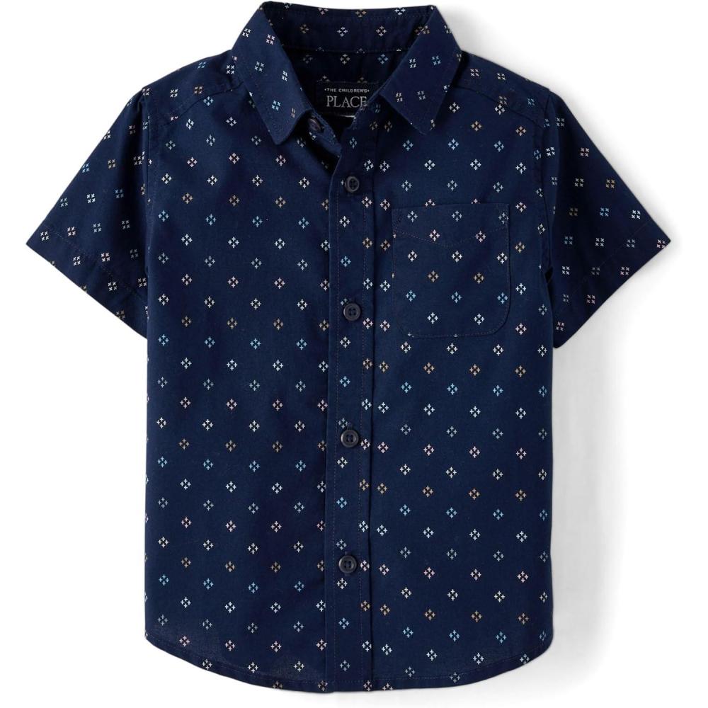 imageThe Childrens Place Boys and Toddler Poplin Short Sleeve Button Down ShirtTidal