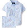 The Children’s Place Boys and Toddler Poplin Short Sleeve Button Down Shirt(Easter Egg Geometric Print)
