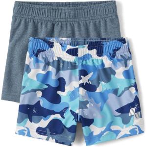 The Children’s Place Baby Boys’ and Toddler Athletic Basketball Shorts(Blue/Shark 2-pack)