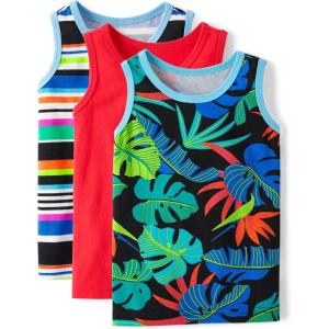 The Children’s Place Boys and Toddler Assorted Sleeveless Tank Tops(Bright Safari 3-pack)