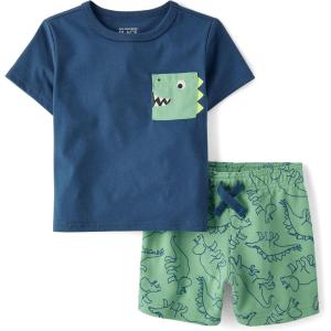 The Children’s Place boys And Toddler Boys Short Sleeve Top and Shorts, 2 Pc Set(Dino)