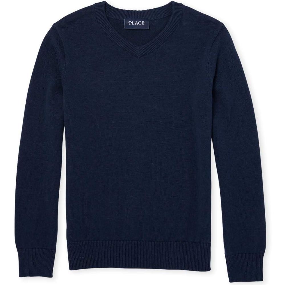 imageThe Childrens Place Boys Long Sleeve VNeck Pullover SweaterTidal Single