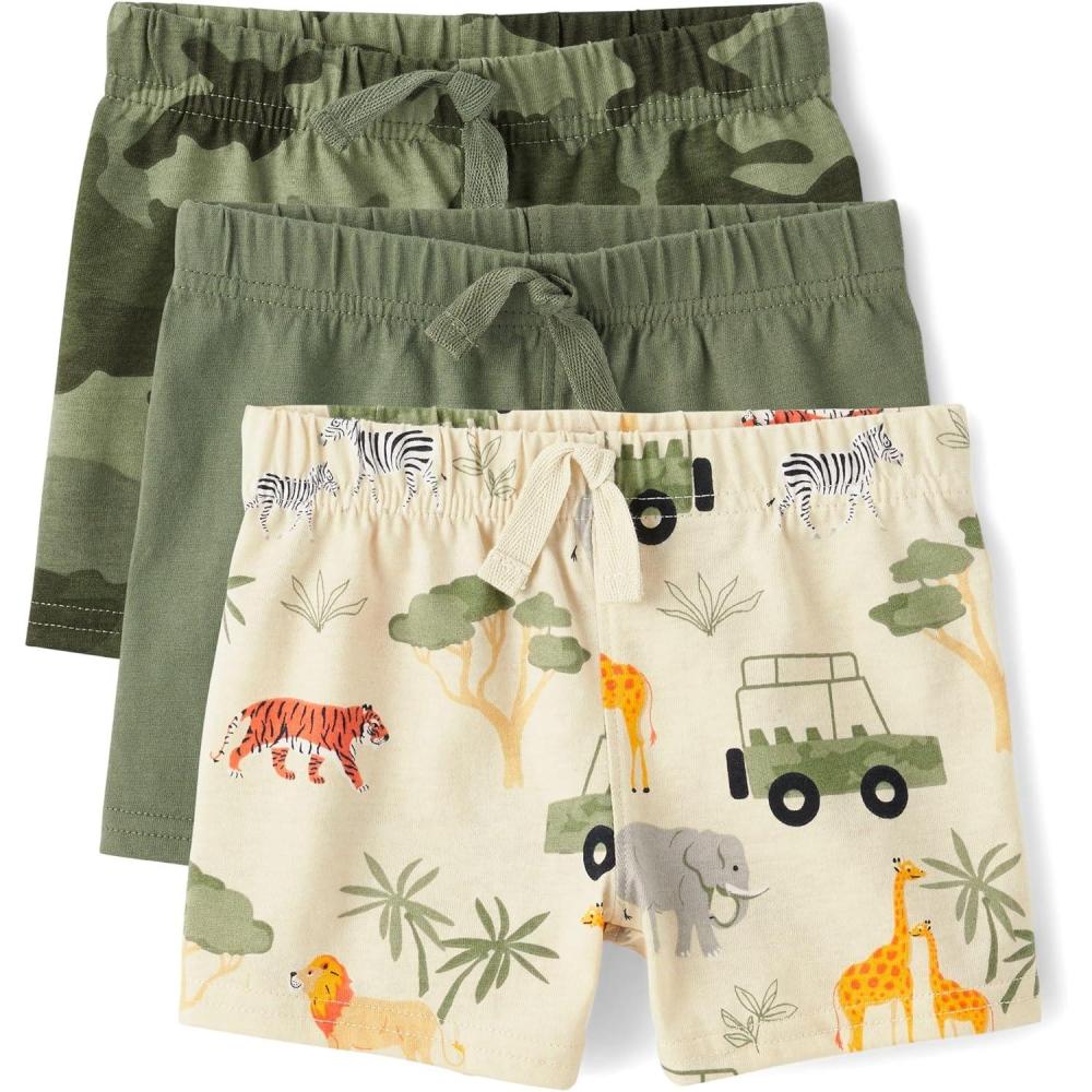 imageThe Childrens Place babyboys Cotton PantsSafari 3pack