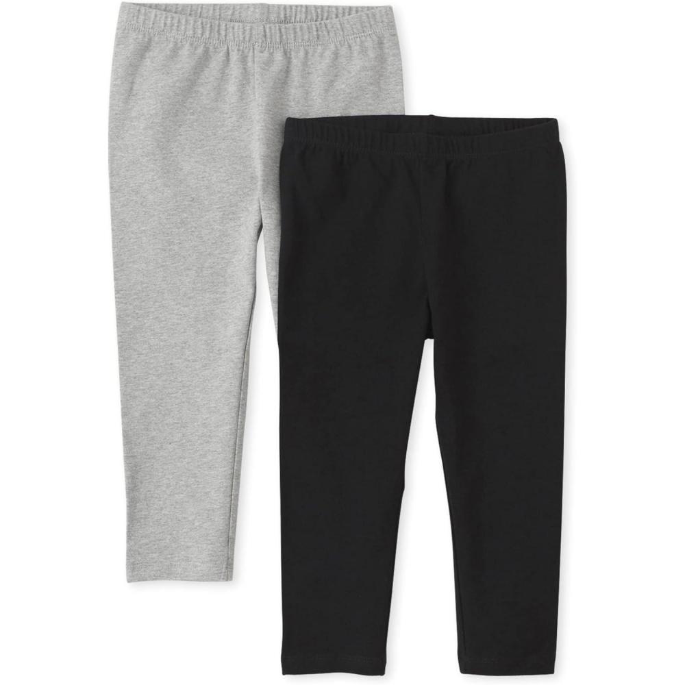 imageThe Childrens PlaceGirlsAssorted Everyday Capri LeggingsBlack Smoke Gray 2pack
