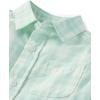 The Children’s Place Big Boys’ Long Sleeve Poplin Button Down Shirt(Mint Plaid)