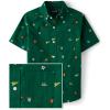 The Children’s Place Boys Short Sleeve Poplin Button Down Shirt(Spruceshad Doodle)