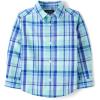 The Children’s Place Boys and Toddler Poplin Long Sleeve Button Down Shirt(Mellow Aqua Plaid)