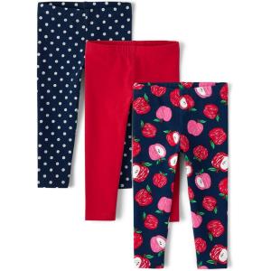 The Children’s Place Baby-Girls and Toddler Printed Leggings, Multipacks(Apples/Red/Blue Dot 3-pack)
