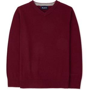 The Children’s Place Boys Long Sleeve V-Neck Pullover Sweater(Redwood)