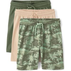 The Children’s Place Boys’ Performance Basketball Shorts 2 Pack(Tropical/Solid 3-pack)