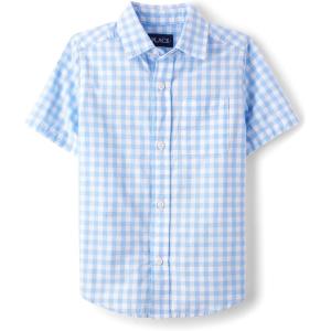 The Children’s Place Boys Short Sleeve Poplin Button Down Shirt(Breeze Gingham)